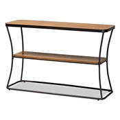 Baxton Studio Akram Rustic Industrial Walnut Brown Finished Wood and Black Finished Metal Console Table